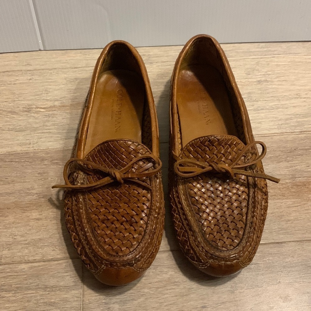 Cole Haan Women's Woven Leather Loafers in Brown